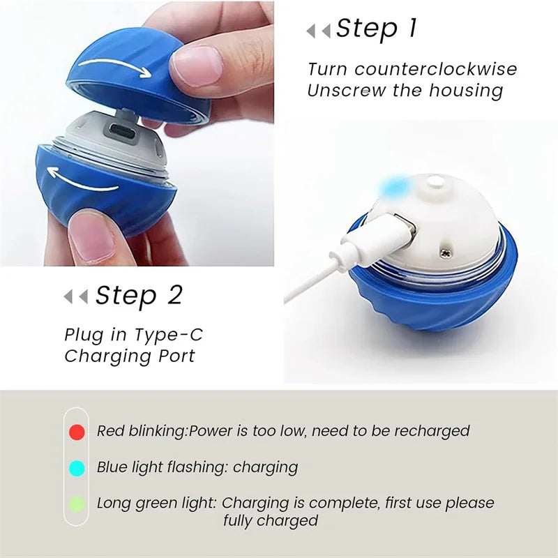 Electronic Interactive Smart Dog Toy Ball - USB Rechargeable Automatic Bouncing Pet Toy for Puppies and Cats, Ideal Birthday Gift