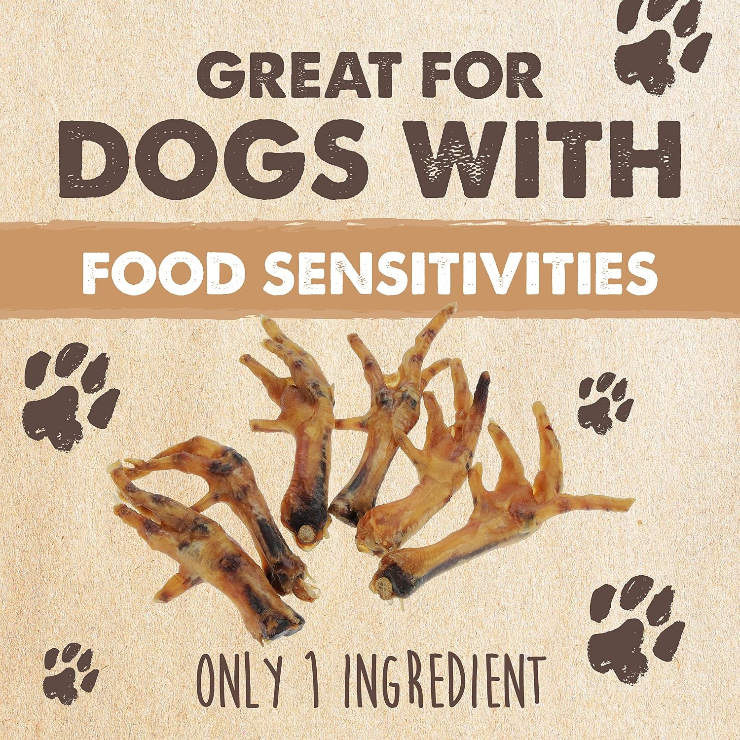 Naturals Chicken Feet Dog Treats - 30 Pack, Single Ingredient, High Protein, Supports Joint Health with Glucosamine & Chondroitin, Grain-Free, Low Odor, Slow-Dried for Puppies