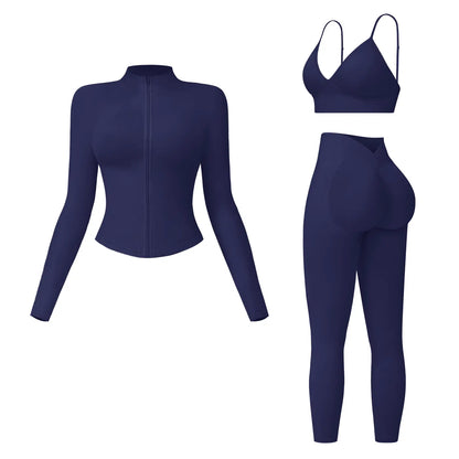 MFVIM Women’S 3-Piece Gym Clothes Set - V-Waist Tummy Control Long Pants, Sports Breathable Lightweight Athletic Outfits for Yoga, Gym, Athleisure & Athletic Workout Clothing,Summerwins,Travel Essentials,Camping Essentials