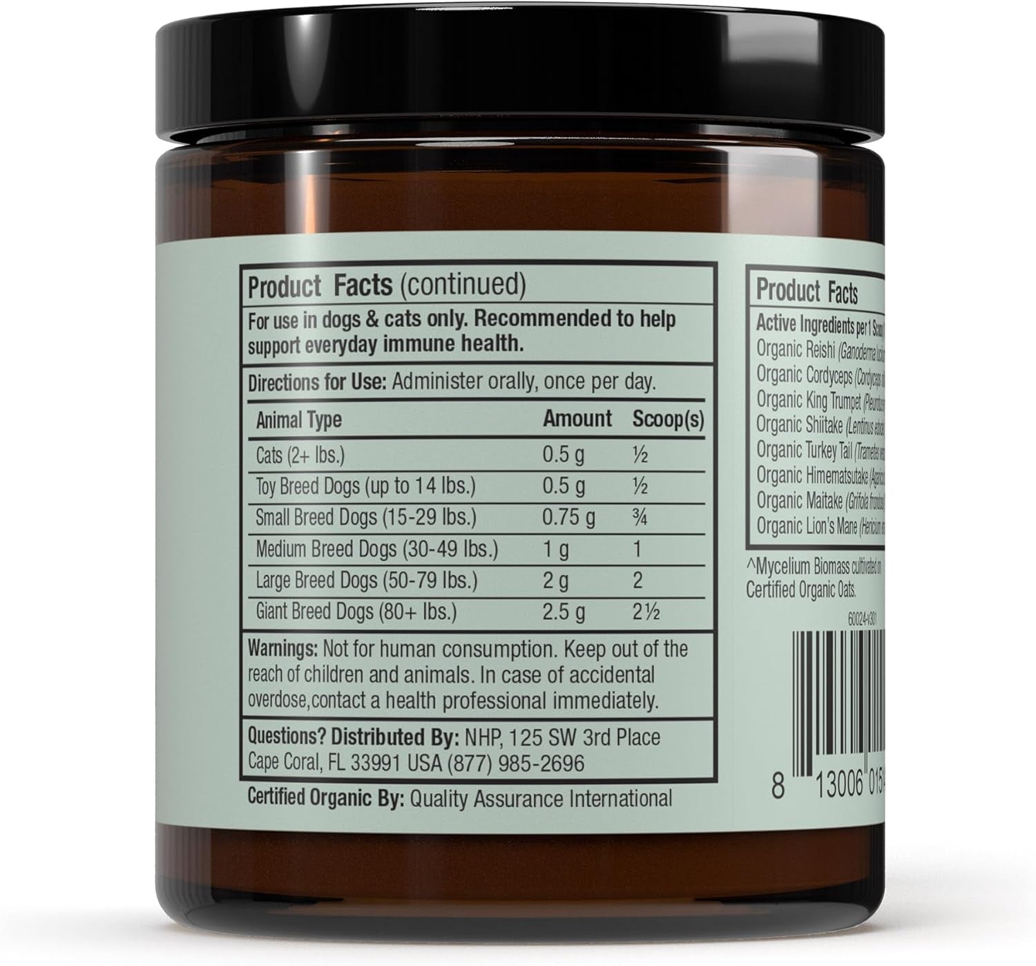 Bark & Whiskers Organic Fermented Mushroom Blend - Pet Supplement for Cats and Dogs - Promotes Digestive and Immune Health - Additive, Filler, and Gluten-Free - 2.11 Oz. (60 Scoops)