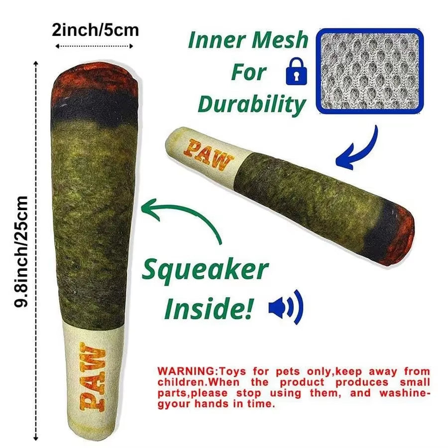 Interactive Plush Dog Chew Toy - Durable Squeaky Cigar for Small Breeds