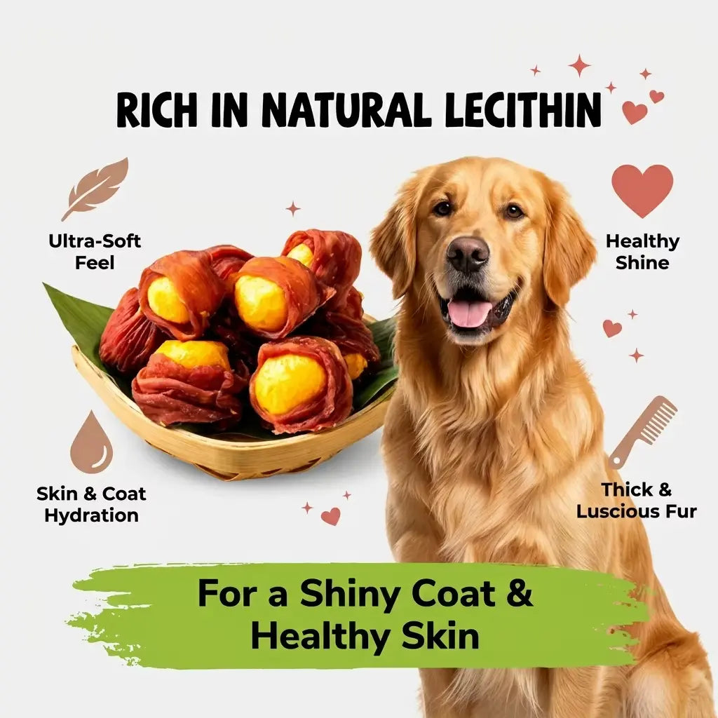 HELETY Grain-Free Duck Breast & Egg Yolk Wrapped Jerky Treats, Low Sodium, High Protein, Omega 3, Joint Support with Glucosamine & Chondroitin, No Artificial Preservatives, Resealable Bag Natural Snack Alternative to Chews Collagen Dehydrated Lean