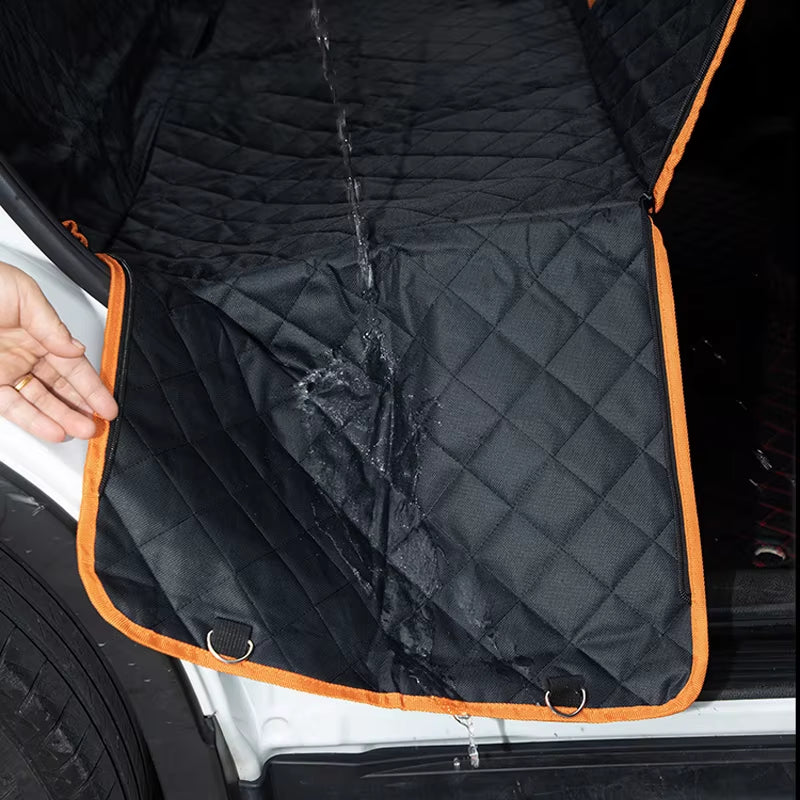 Waterproof Car Seat Cover with Visual Mesh Window and Side Zipper for Dogs and Cats - Travel Mat Hammock for Pet Carriers