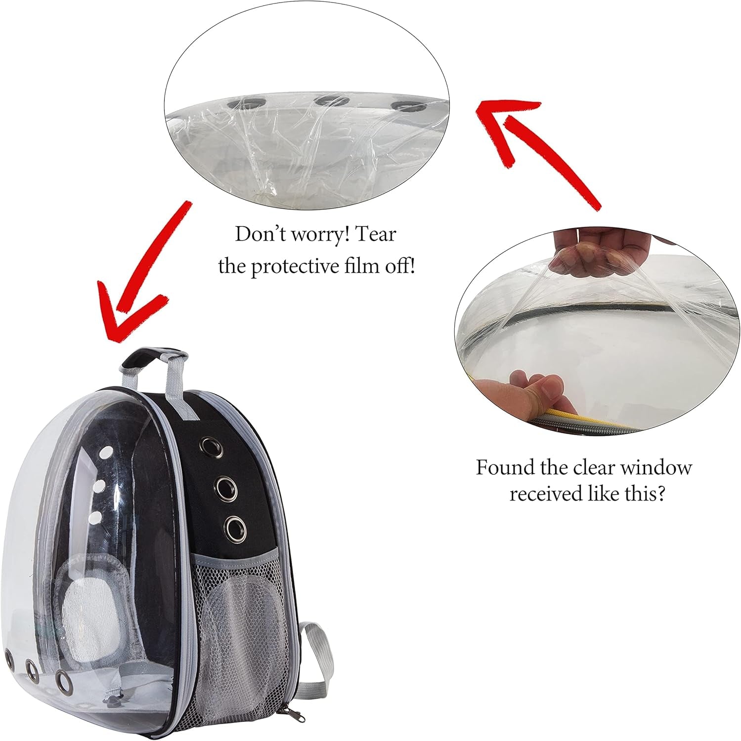 Cat and Small Dog Backpack Carrier - Transparent Space Capsule Design, Airline Approved for Travel and Outdoor Use, Black