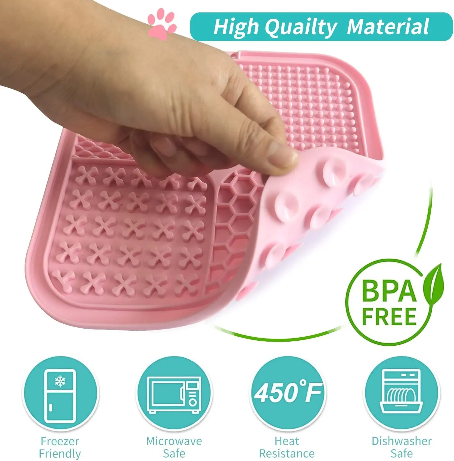 Dog Lick Mat with Suction Cups - Slow Feeder for Pet Anxiety Relief and Training with Food, Yogurt, and Peanut Butter