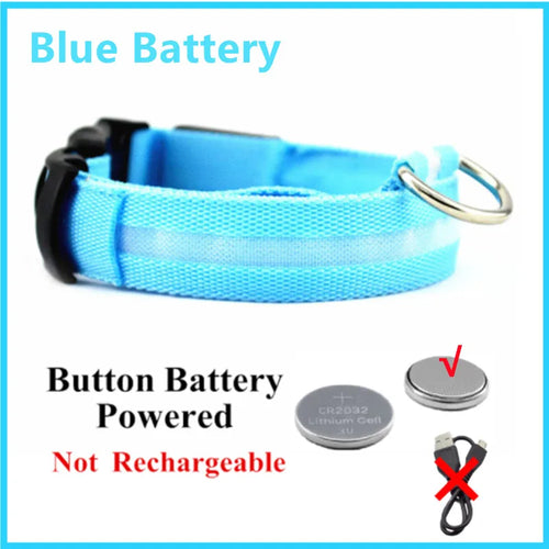 Adjustable LED Glowing Dog Collar - Rechargeable Luminous Night Safety Harness for Small Pets