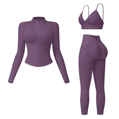 MFVIM Women’S 3-Piece Gym Clothes Set - V-Waist Tummy Control Long Pants, Sports Breathable Lightweight Athletic Outfits for Yoga, Gym, Athleisure & Athletic Workout Clothing,Summerwins,Travel Essentials,Camping Essentials