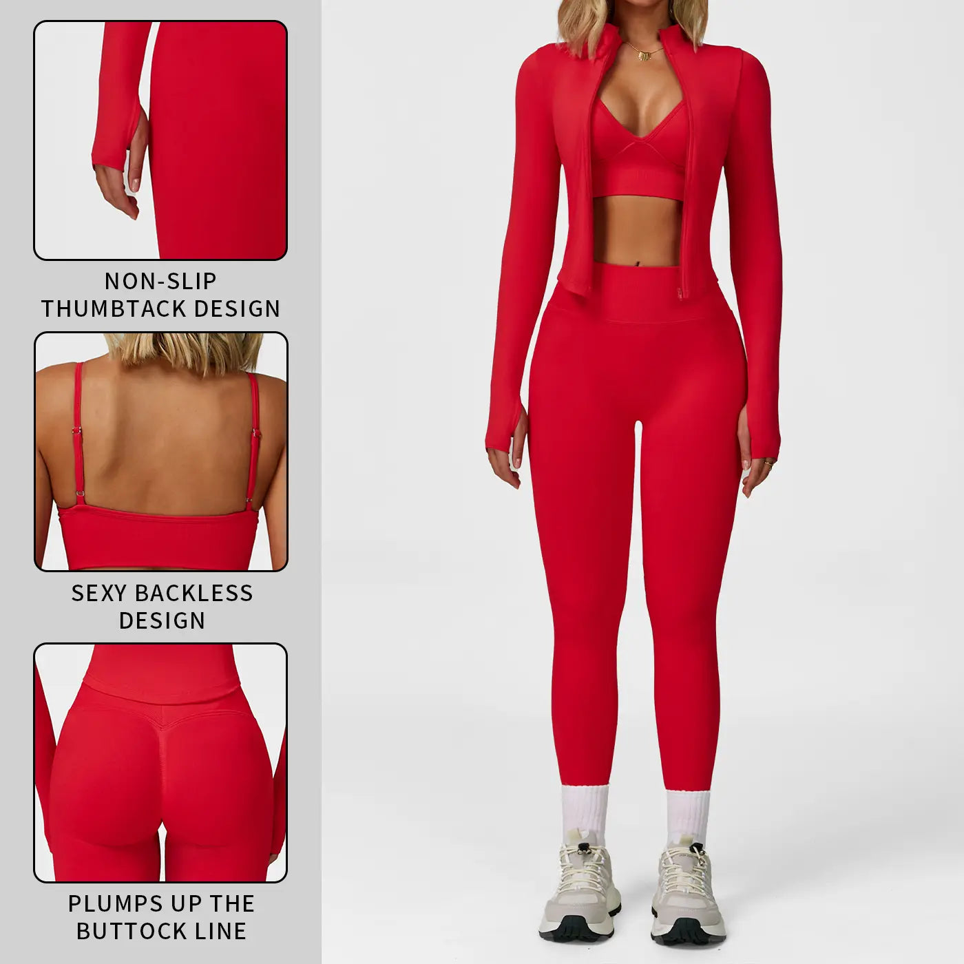 MFVIM Women’S 3-Piece Gym Clothes Set - V-Waist Tummy Control Long Pants, Sports Breathable Lightweight Athletic Outfits for Yoga, Gym, Athleisure & Athletic Workout Clothing,Summerwins,Travel Essentials,Camping Essentials