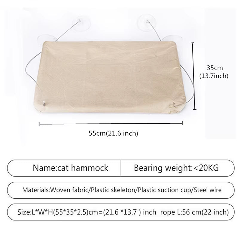 Elevated Cat Hammock - Window Seat for Cats, Climbing Frame and Nest, Supports Up to 20kg, Ideal Cat Accessories