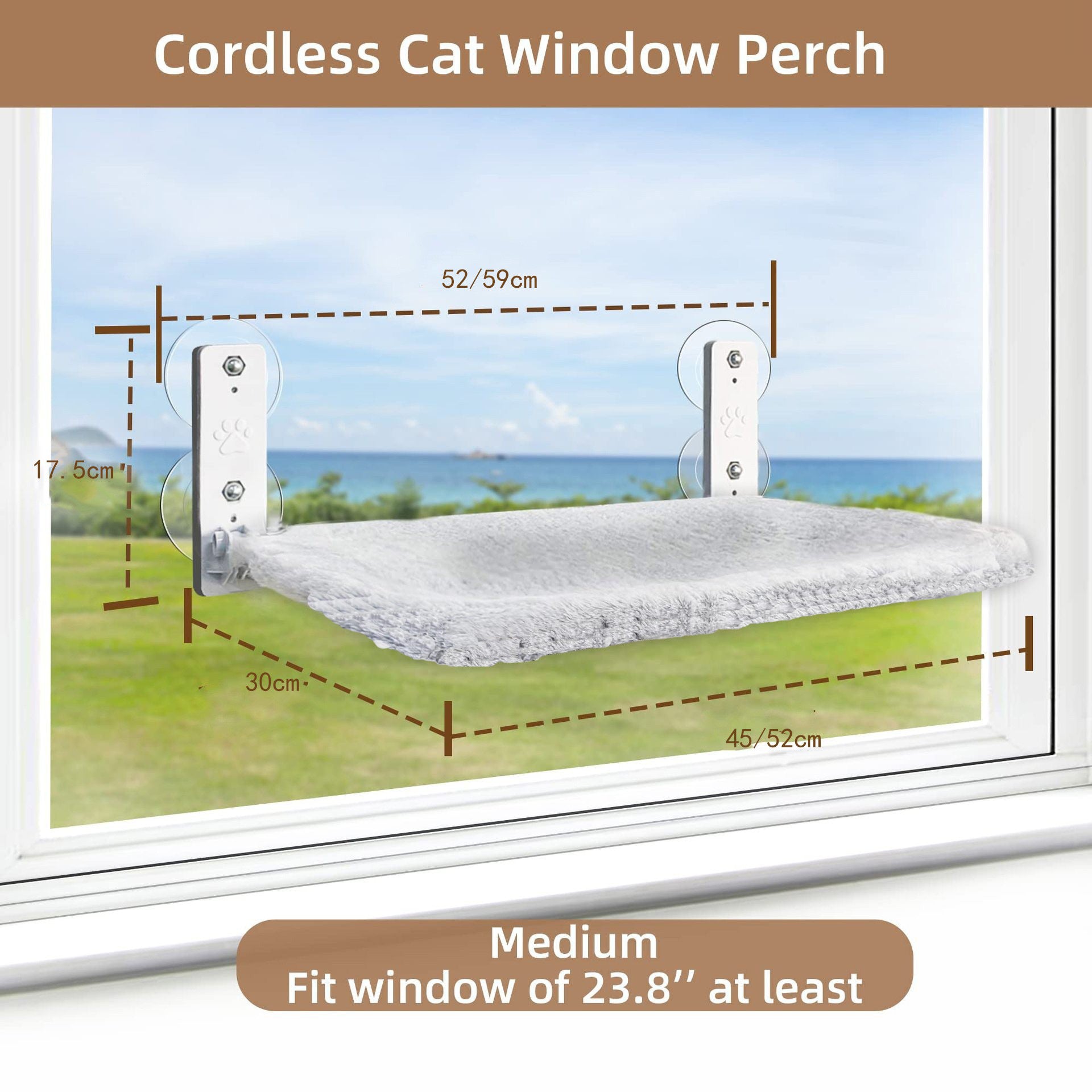 Cordless Indoor Cat Hammock - Foldable Window Perch for Pets