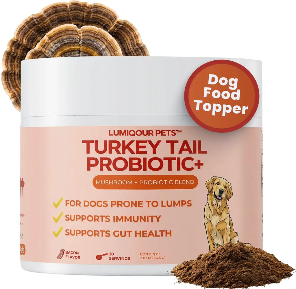 Lumiqour - Turkey Tail Probiotic + Mushroom Blend for Dogs Prone to Lumps | Immunity & Gut Health for Dogs All Natural Ingredients No Chemicals