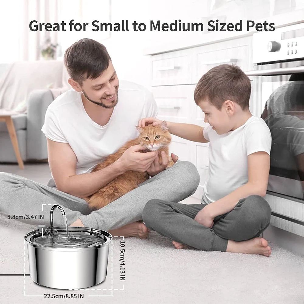 Stainless Steel Automatic Pet Water Fountain with USB Electric Mute and Filter for Cats and Dogs