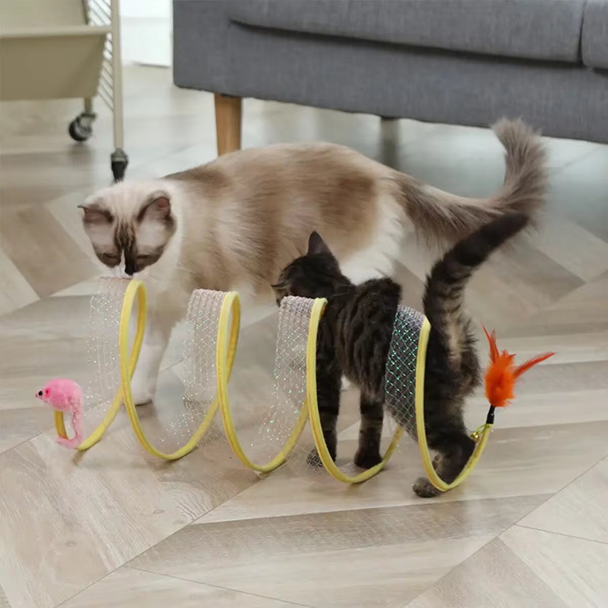 S-Type Foldable Cat Tunnel with Interactive Balls and Crinkle Features for Outdoor Play