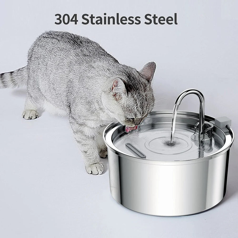 Stainless Steel Automatic Pet Water Fountain with USB Electric Mute and Filter for Cats and Dogs