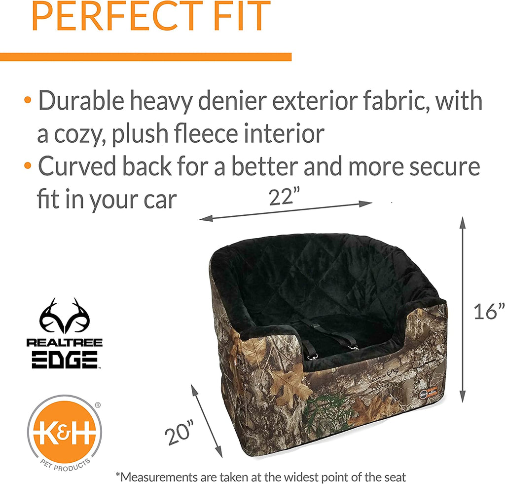Premium Bucket Booster Dog Car Seat - Durable Booster Seat for Cats and Dogs in Large Realtree Edge Design