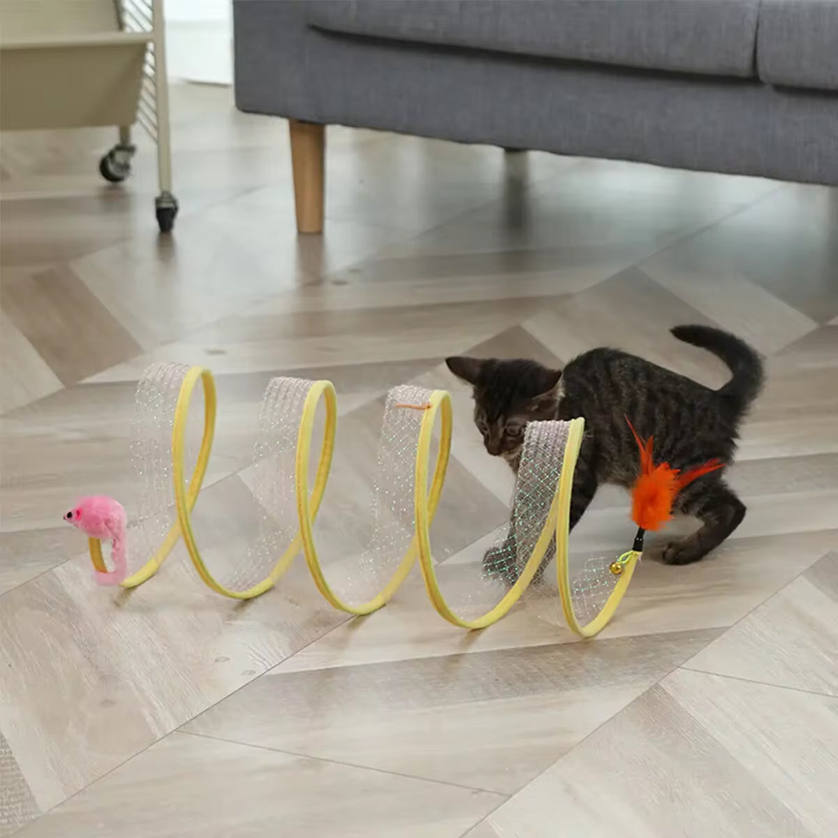 S-Type Foldable Cat Tunnel with Interactive Balls and Crinkle Features for Outdoor Play