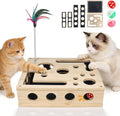 Cat Scratch Puzzle Enrichment Box, Interactive Cat Nail File Scratcher with Sandpaper, 3 Bell Balls & Detachable Teaser Wand, Stress‑Free Nail Care Toy for Indoor Cats, Scratchers That Trim Nails