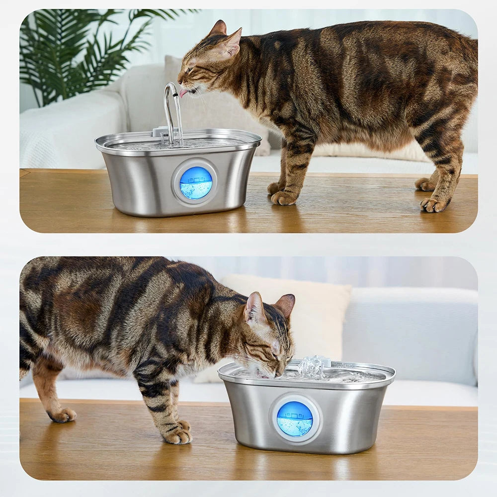 Stainless Steel Automatic Pet Drinking Fountain - Ultra-Quiet Cat and Dog Water Feeder with Viewing Window
