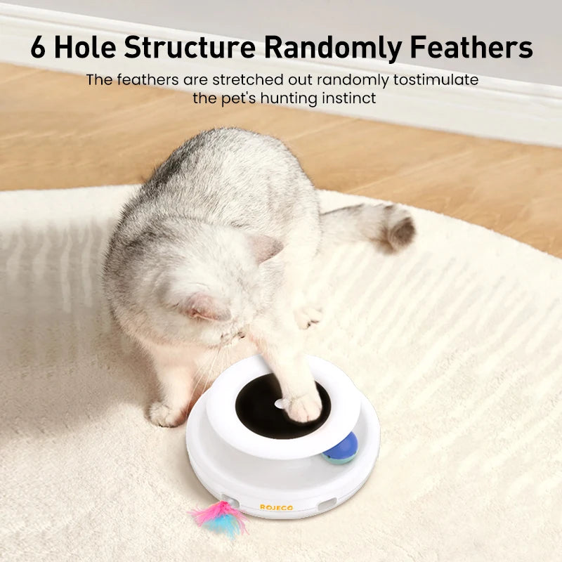 2-in-1 Smart Automatic Feather Ball Toy Set for Cats and Dogs with 5 Interactive Modes