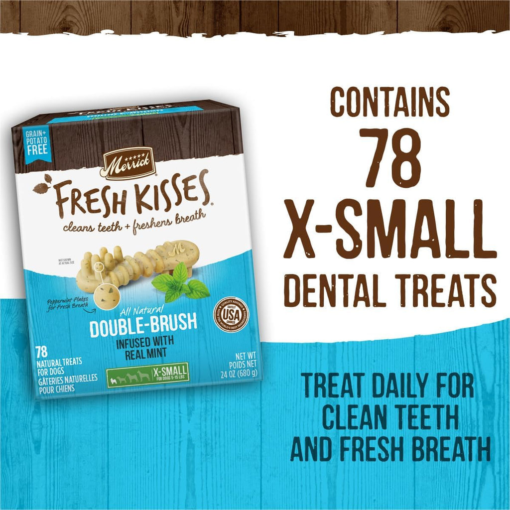 Natural Dental Chews for Small Dogs (5-15 lbs) - Mint-Infused Toothbrush Treats - 20 Count Bag