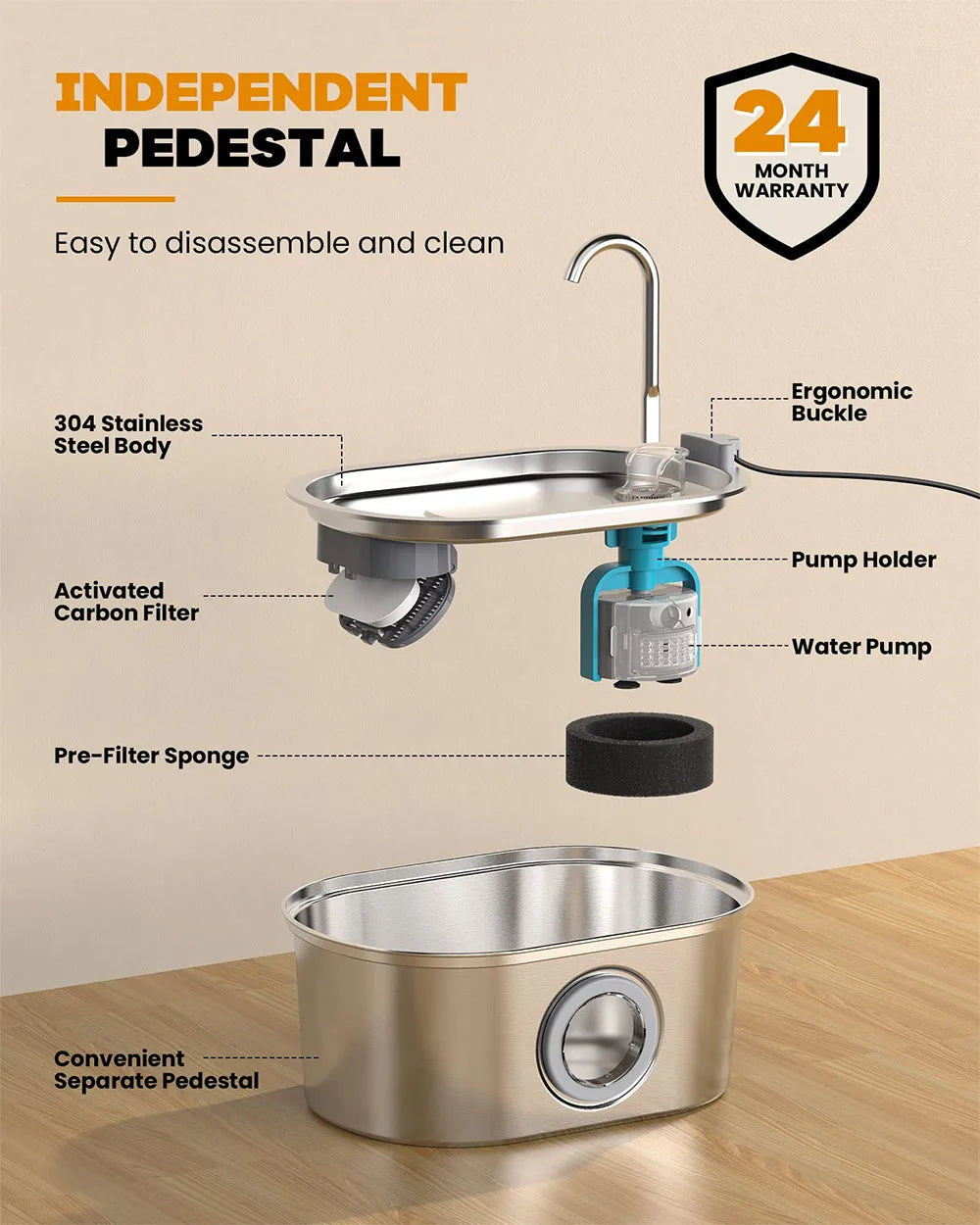 Stainless Steel Automatic Pet Drinking Fountain - Ultra-Quiet Cat and Dog Water Feeder with Viewing Window
