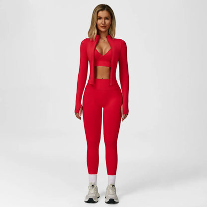 MFVIM Women’S 3-Piece Gym Clothes Set - V-Waist Tummy Control Long Pants, Sports Breathable Lightweight Athletic Outfits for Yoga, Gym, Athleisure & Athletic Workout Clothing,Summerwins,Travel Essentials,Camping Essentials