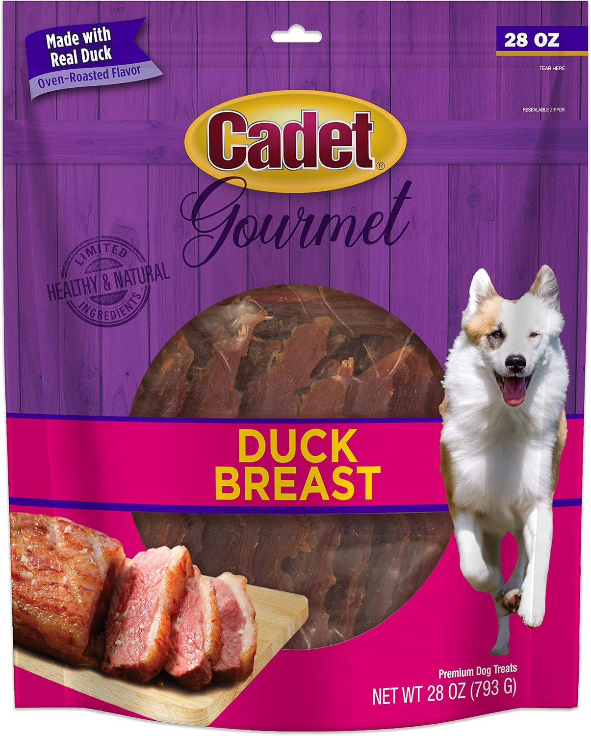 Gourmet Duck Breast Dog Jerky Treats, 28 Oz | Premium Real Duck, High-Protein Natural Dog Treats for Training, Suitable for Small and Large Breeds