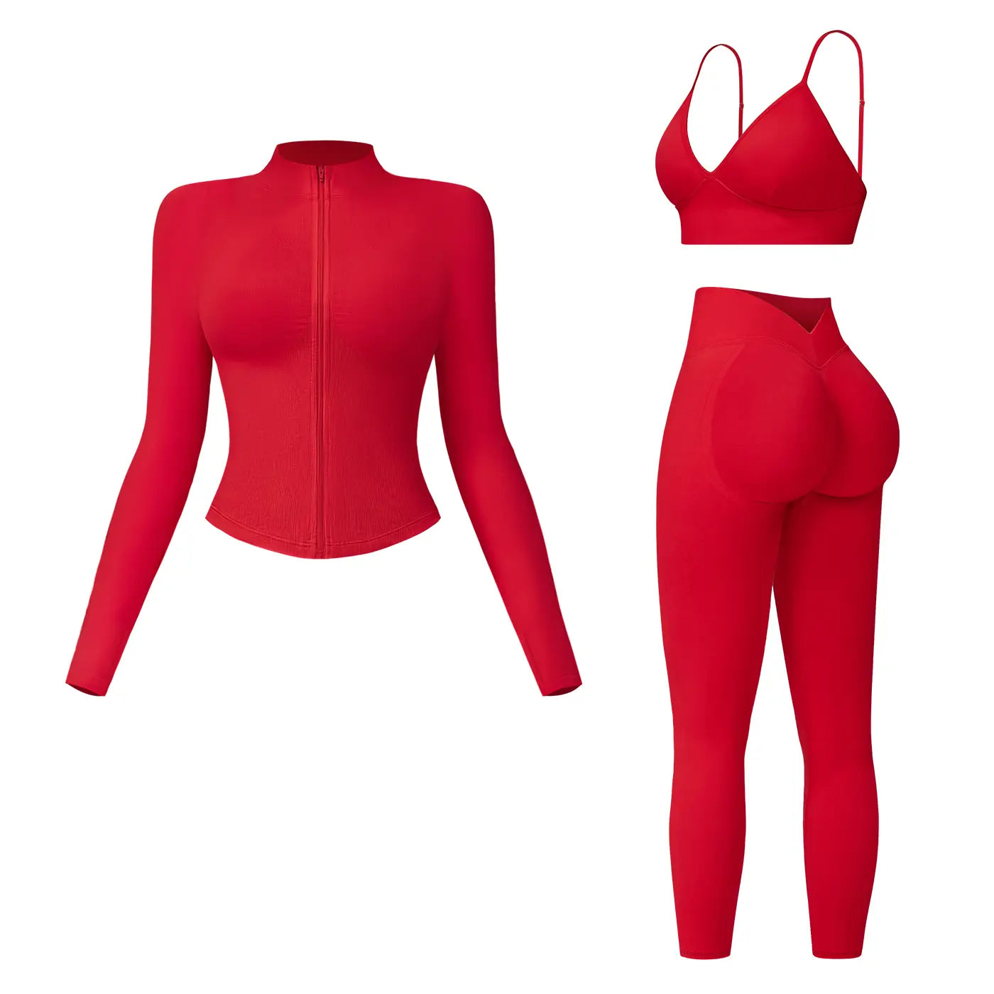 MFVIM Women’S 3-Piece Gym Clothes Set - V-Waist Tummy Control Long Pants, Sports Breathable Lightweight Athletic Outfits for Yoga, Gym, Athleisure & Athletic Workout Clothing,Summerwins,Travel Essentials,Camping Essentials