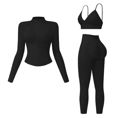 MFVIM Women’S 3-Piece Gym Clothes Set - V-Waist Tummy Control Long Pants, Sports Breathable Lightweight Athletic Outfits for Yoga, Gym, Athleisure & Athletic Workout Clothing,Summerwins,Travel Essentials,Camping Essentials