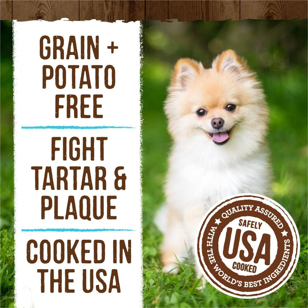Natural Dental Chews for Small Dogs (5-15 lbs) - Mint-Infused Toothbrush Treats - 20 Count Bag