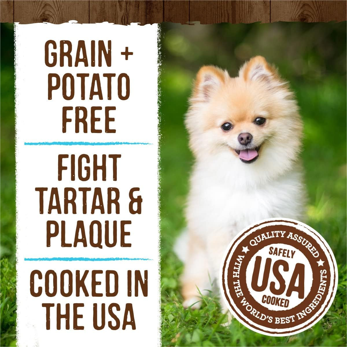 Natural Dental Chews for Small Dogs (5-15 lbs) - Mint-Infused Toothbrush Treats - 20 Count Bag