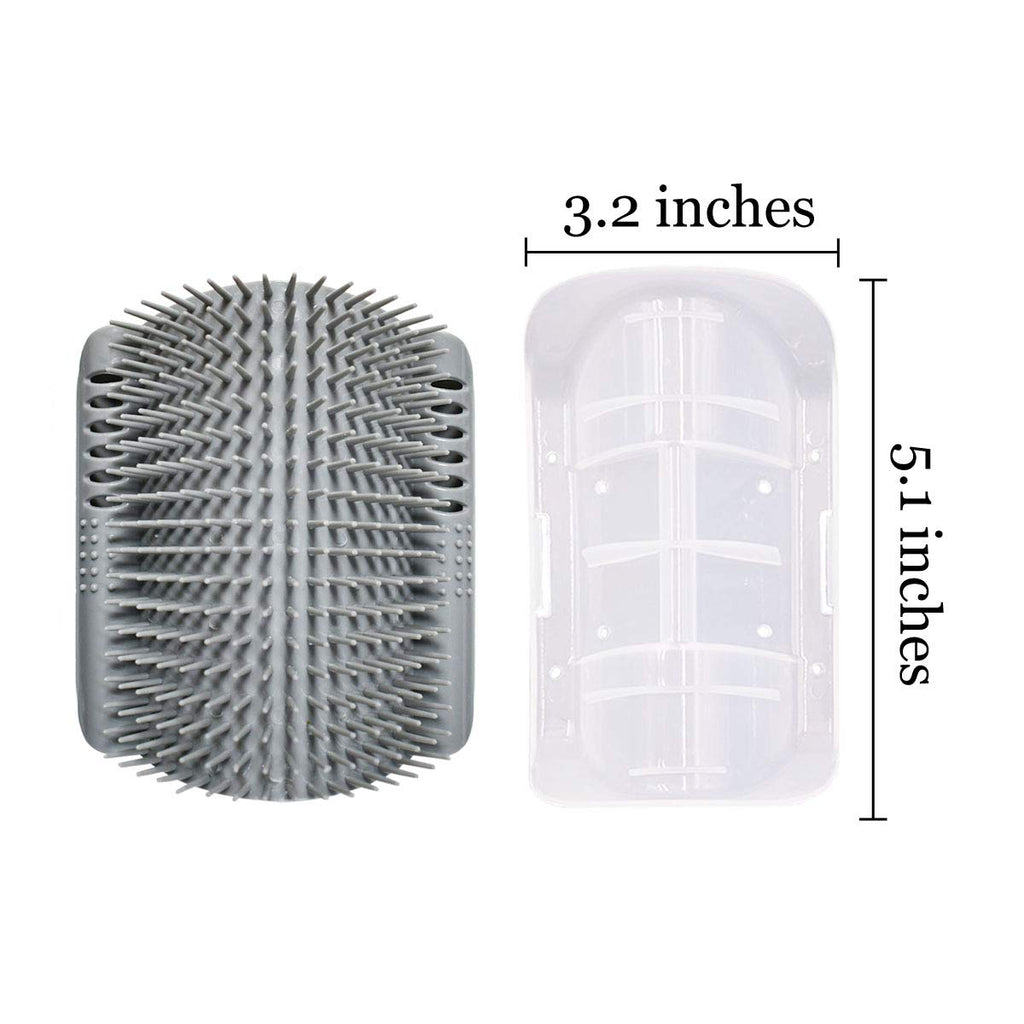 Softer Self-Grooming Tool Set with Catnip Wall Corner Massage Comb and Scratcher for Long & Short Fur Cats and Dogs (Gray) - 2 Pack