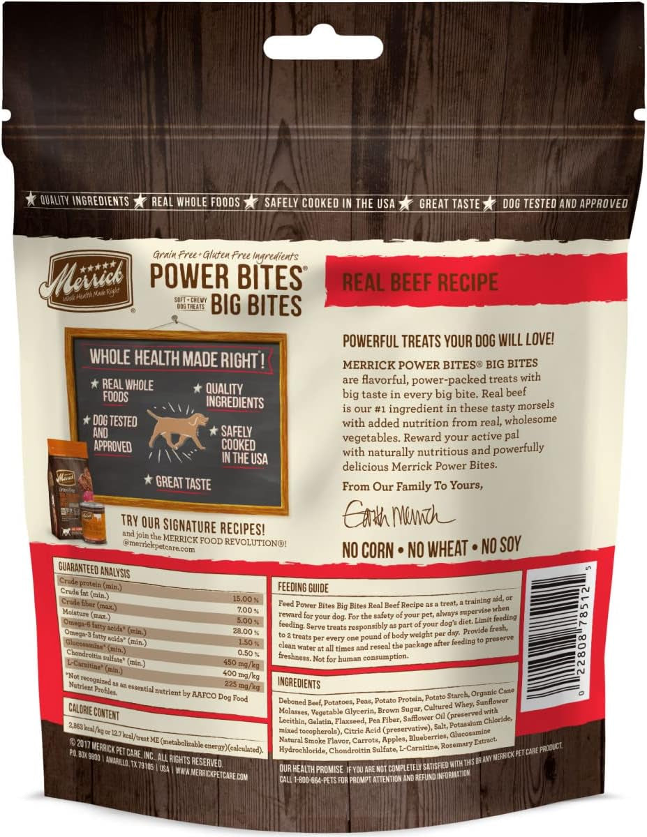 Power Bites Dog Treats - Beef and Sweet Potato Recipe, 6 oz Bag