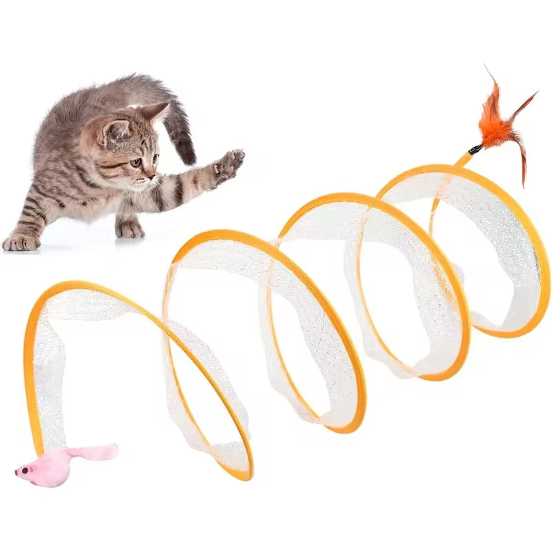 S-Type Foldable Cat Tunnel with Interactive Balls and Crinkle Features for Outdoor Play