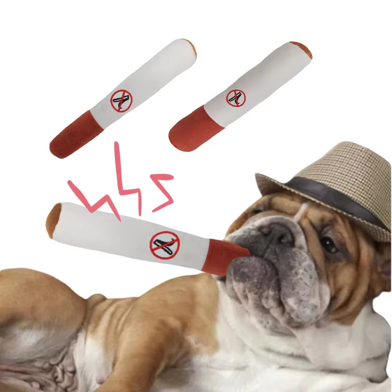 Interactive Plush Dog Chew Toy - Durable Squeaky Cigar for Small Breeds