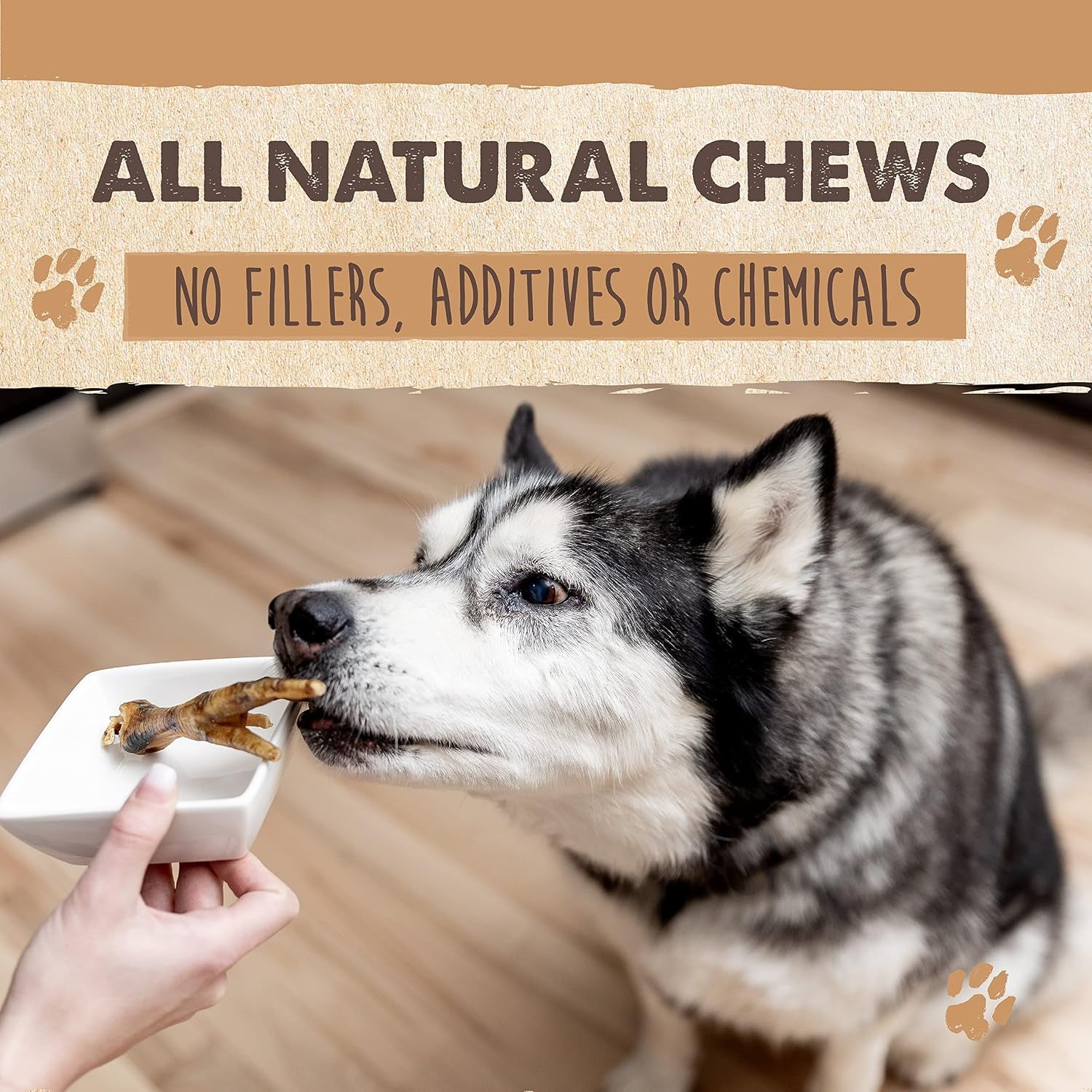 Naturals Chicken Feet Dog Treats - 30 Pack, Single Ingredient, High Protein, Supports Joint Health with Glucosamine & Chondroitin, Grain-Free, Low Odor, Slow-Dried for Puppies