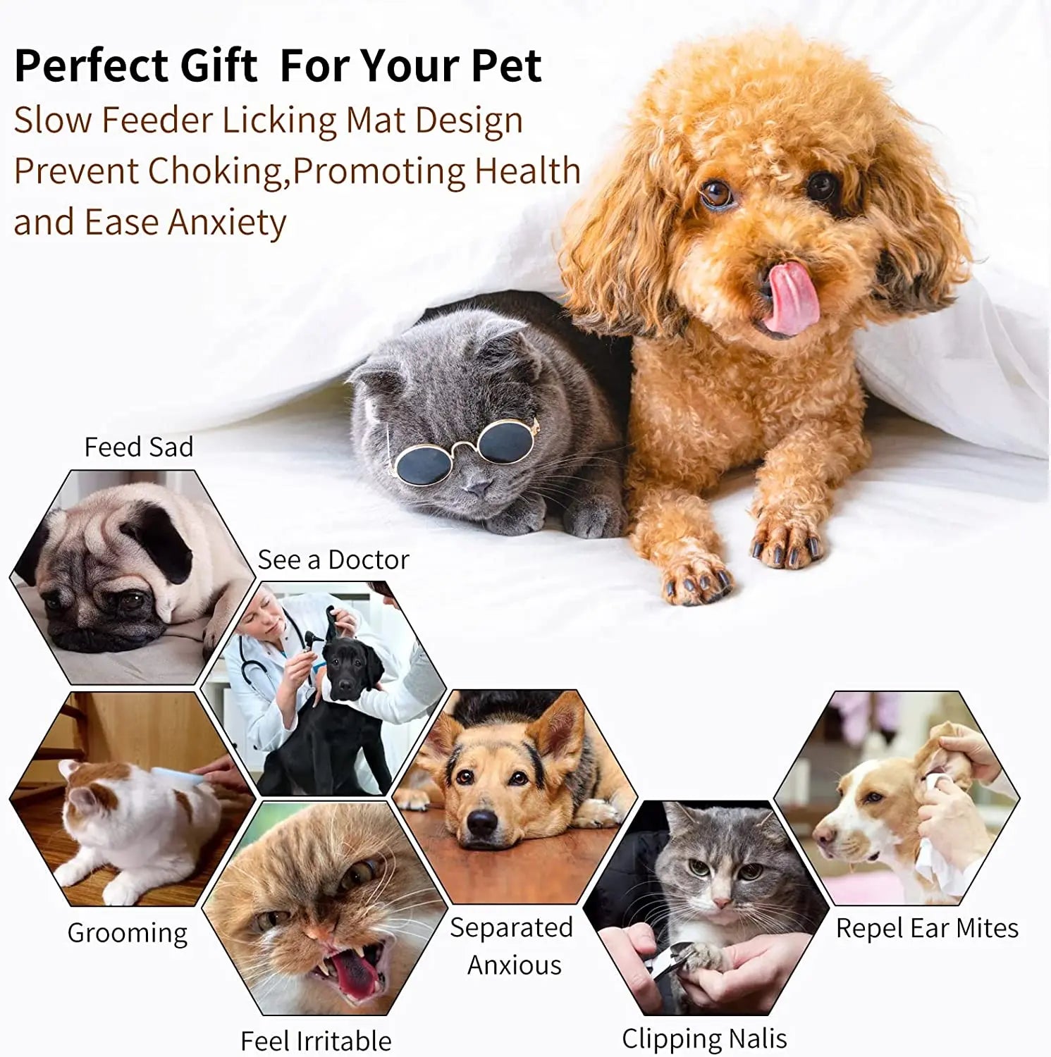 Dog Lick Mat with Suction Cups - Slow Feeder for Pet Anxiety Relief and Training with Food, Yogurt, and Peanut Butter