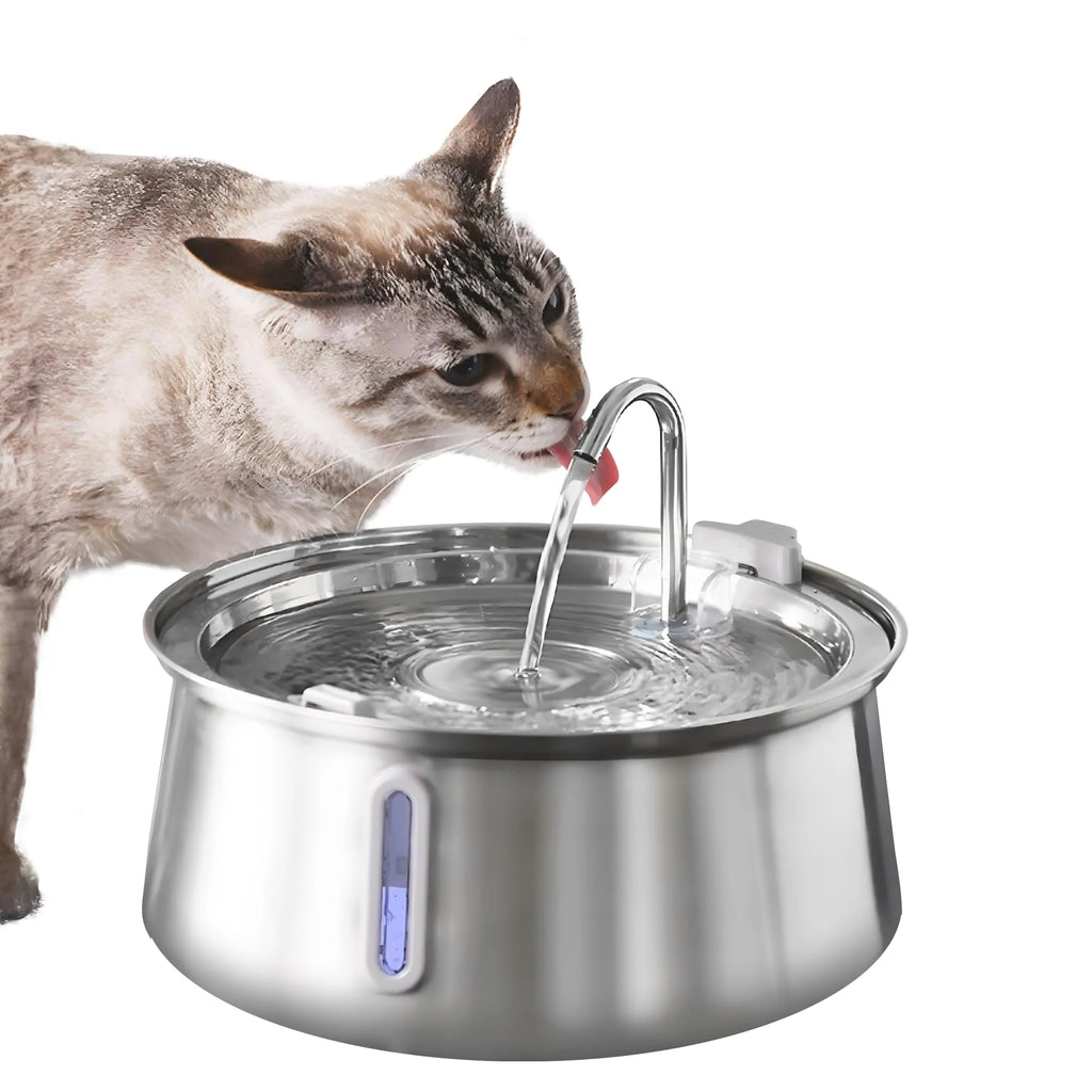 Stainless Steel Automatic Pet Drinking Fountain - Ultra-Quiet Cat and Dog Water Feeder with Viewing Window