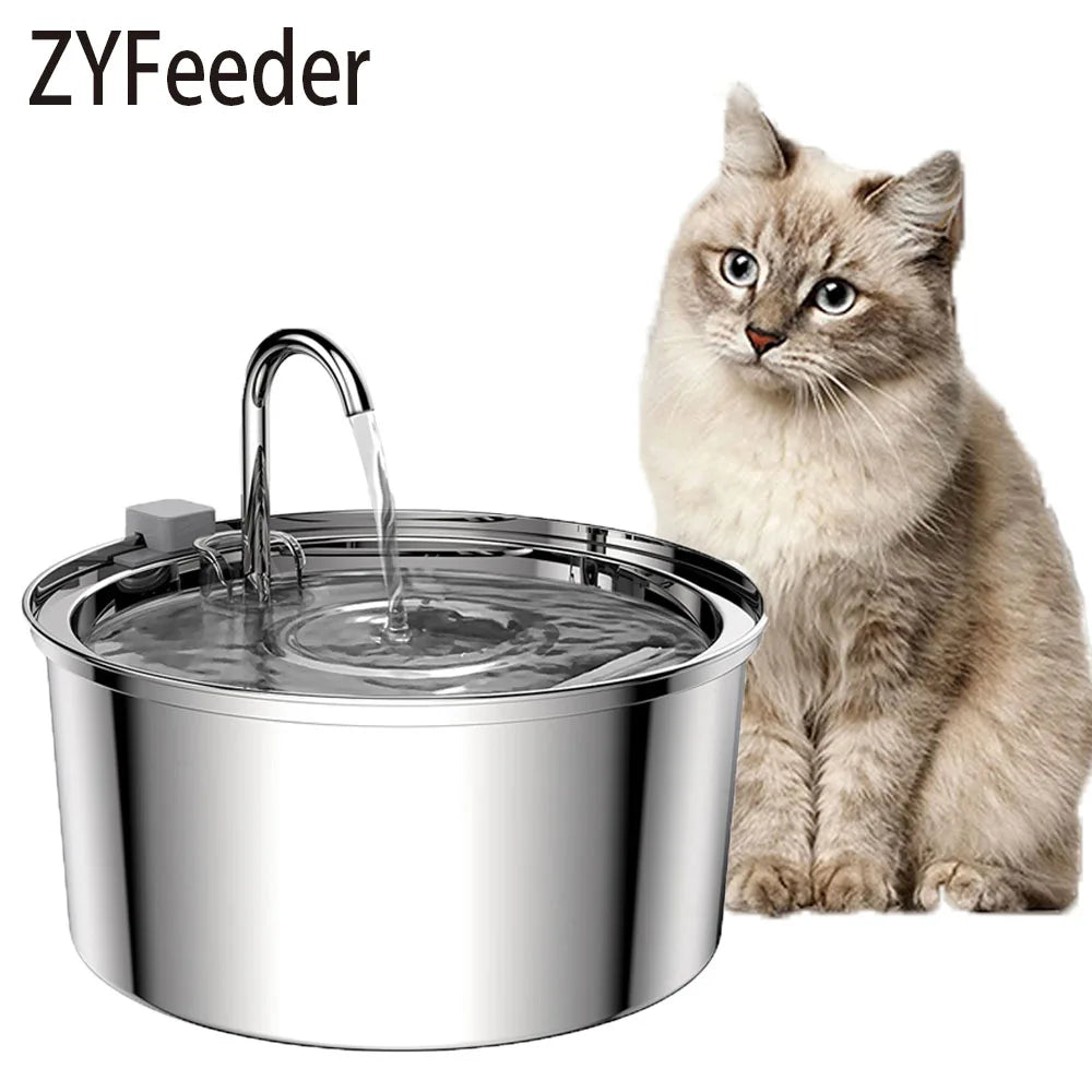 Stainless Steel Automatic Pet Water Fountain with USB Electric Mute and Filter for Cats and Dogs