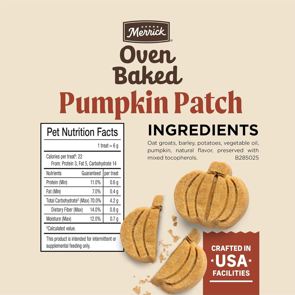 Oven-Baked Natural Dog Treats - Crunchy Pumpkin Patch Biscuits Made with Real Pumpkin, Crafted in Small Batches with Only Seven Ingredients