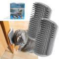 Softer Self-Grooming Tool Set with Catnip Wall Corner Massage Comb and Scratcher for Long & Short Fur Cats and Dogs (Gray) - 2 Pack