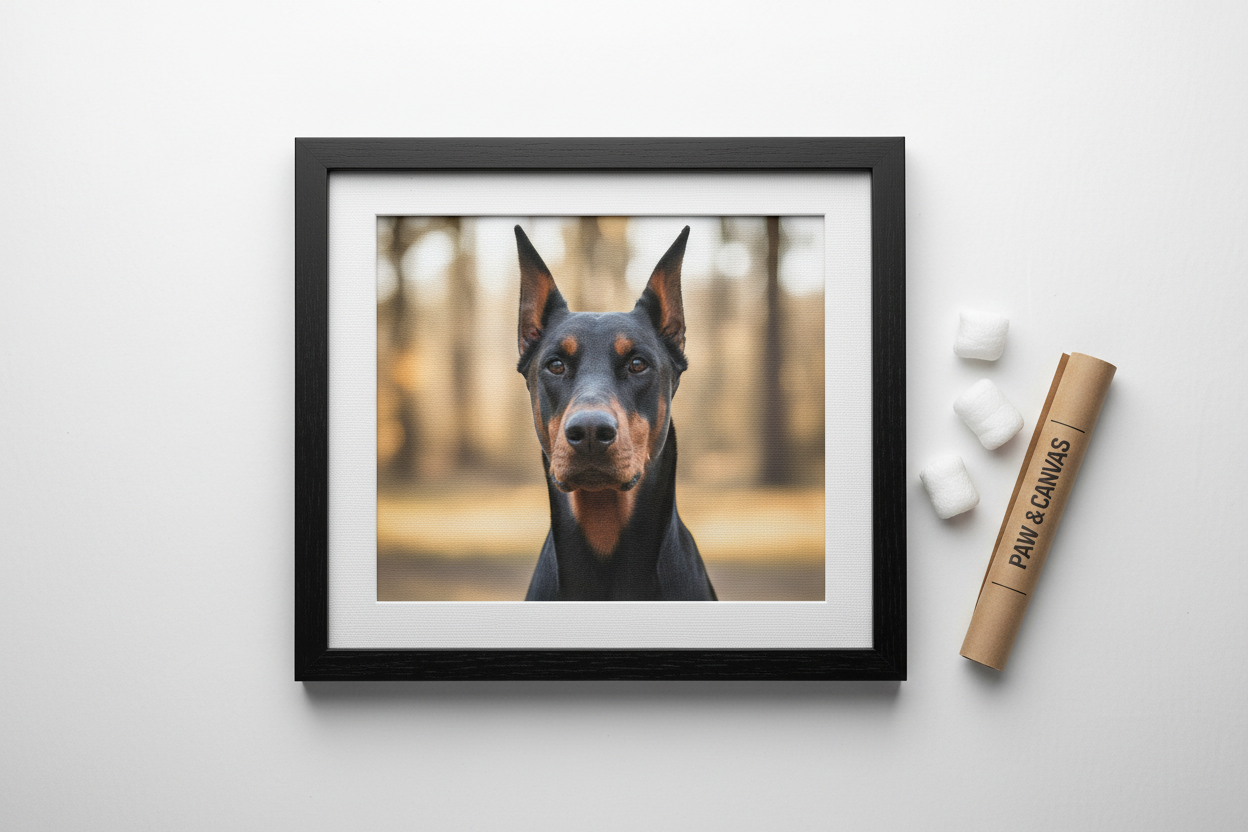 Doberman flat lay