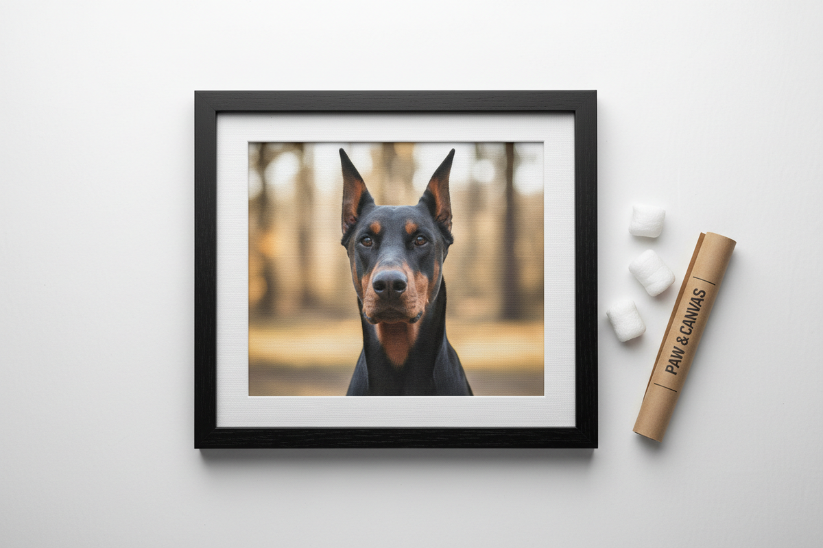 Doberman flat lay