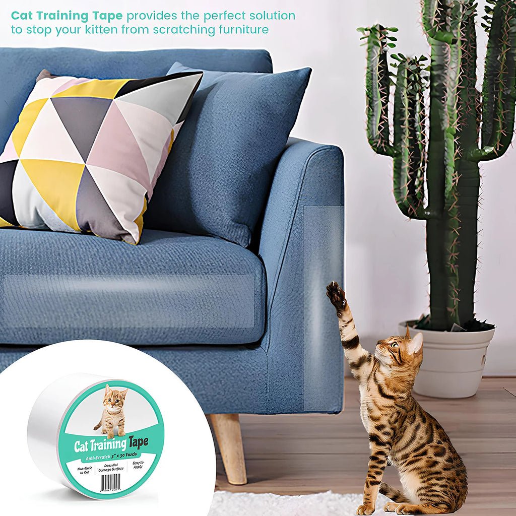Anti-Scratch Cat Training Tape for Furniture Protection (3" x 30 Yards)