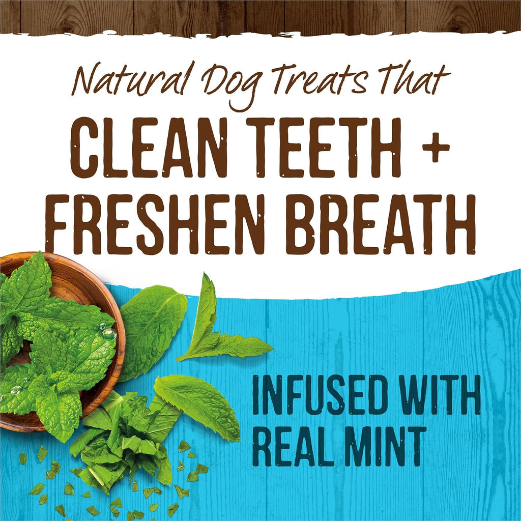 Natural Dental Chews for Small Dogs (5-15 lbs) - Mint-Infused Toothbrush Treats - 20 Count Bag