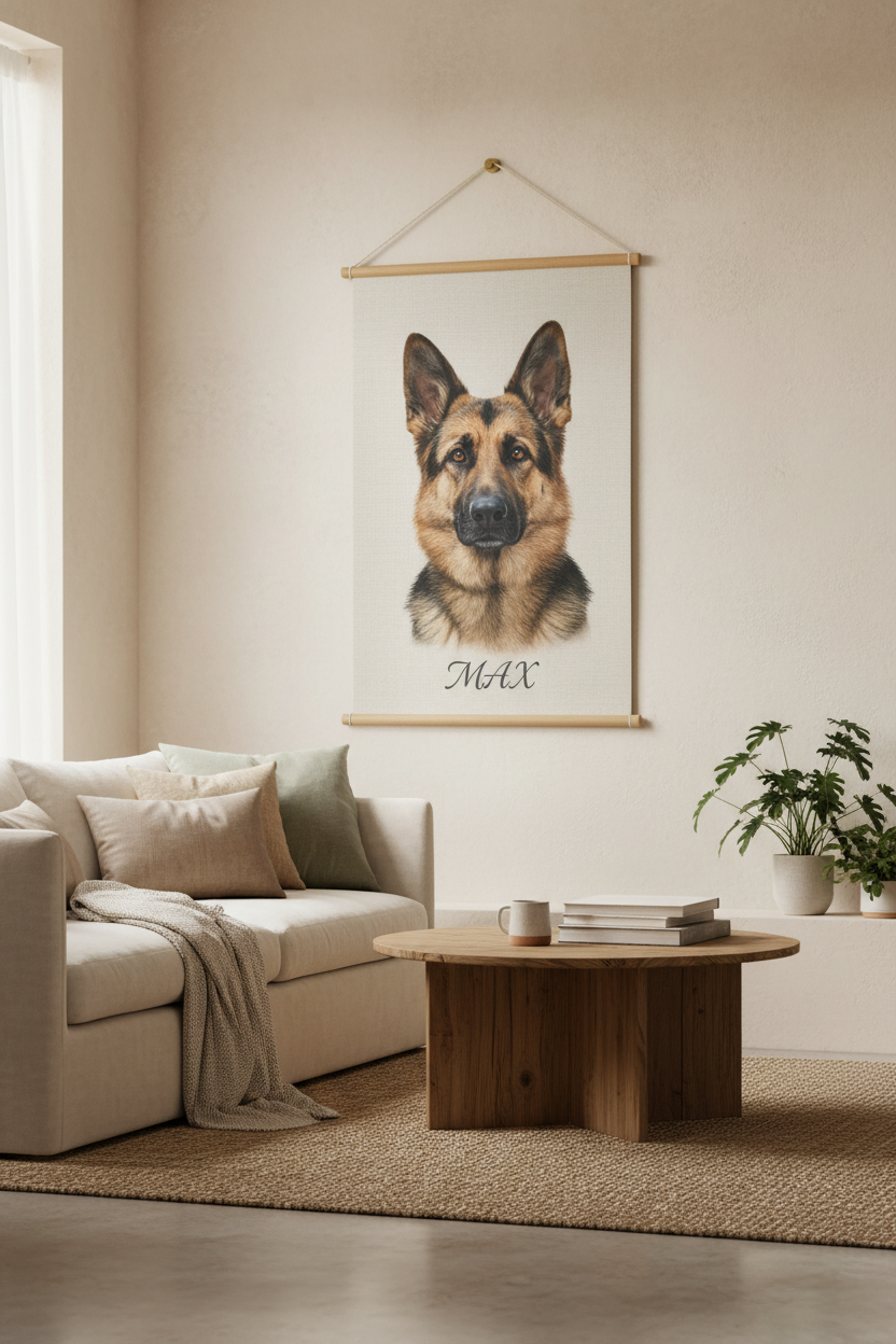 Personalized hanging canvas wall art - German Shepherd Max