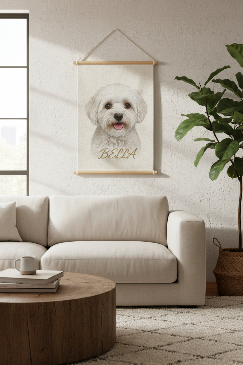 Personalized hanging canvas wall art - Maltese Bella