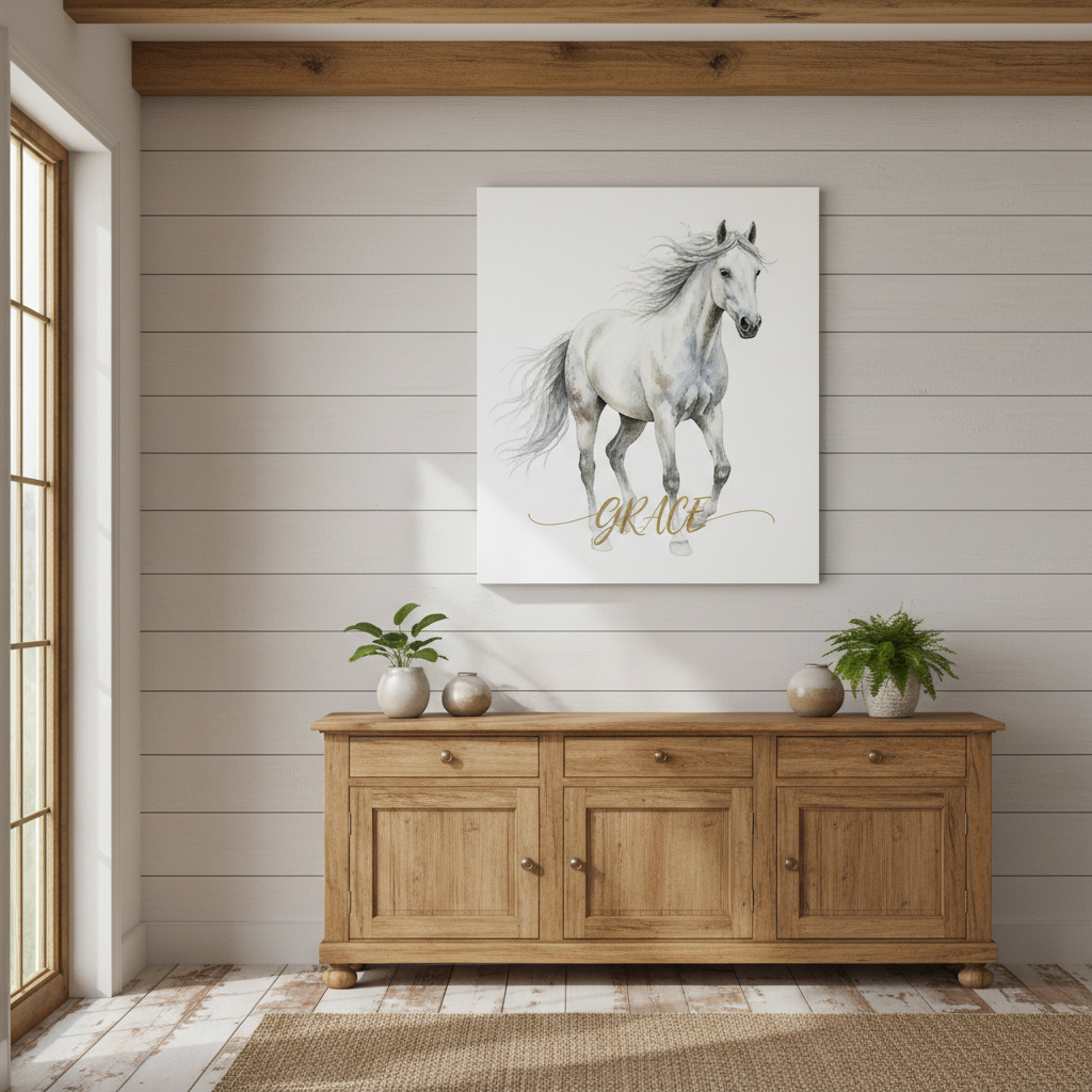 Gallery wrap stretched canvas - Watercolor Horse Grace