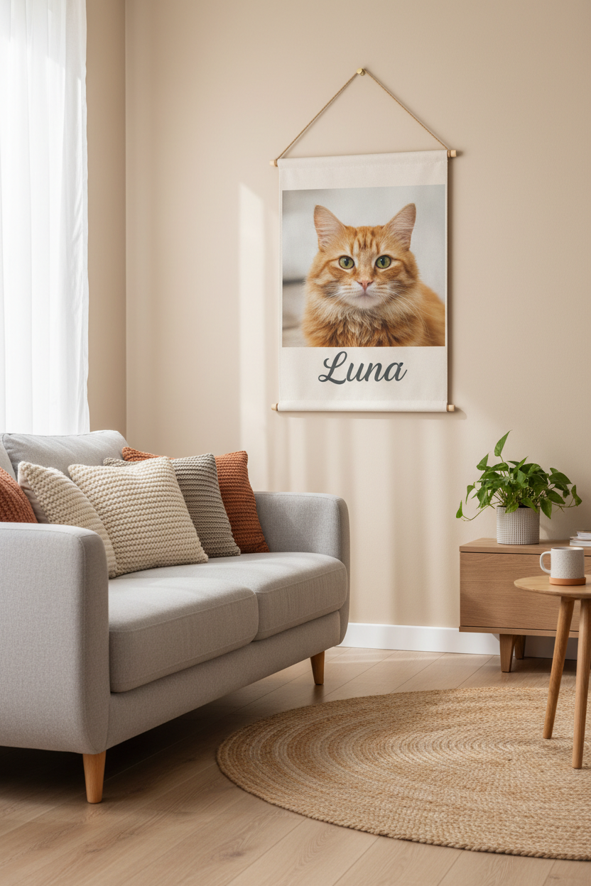 Personalized hanging canvas wall art - Orange Tabby Cat Luna